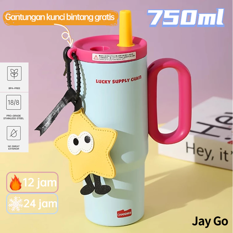ayGo[Hadiah liontin bintang] Termos Tumbler Botol Minum Olahraga Vacuum Insulated Double Wall Baja Tahan Karat 750ml Tahan Panas
